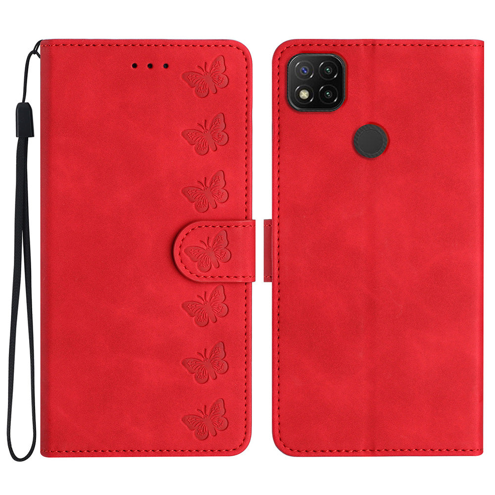 For Xiaomi Redmi 10A Imprinted Butterfly Phone Case Leather Wallet Flip Stand Phone Cover