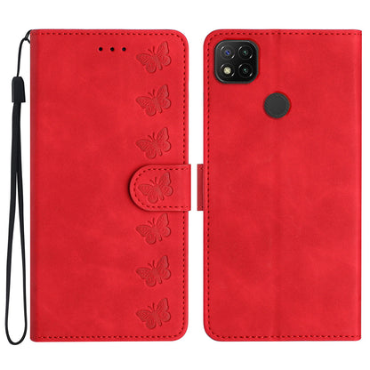 For Xiaomi Redmi 10A Imprinted Butterfly Phone Case Leather Wallet Flip Stand Phone Cover
