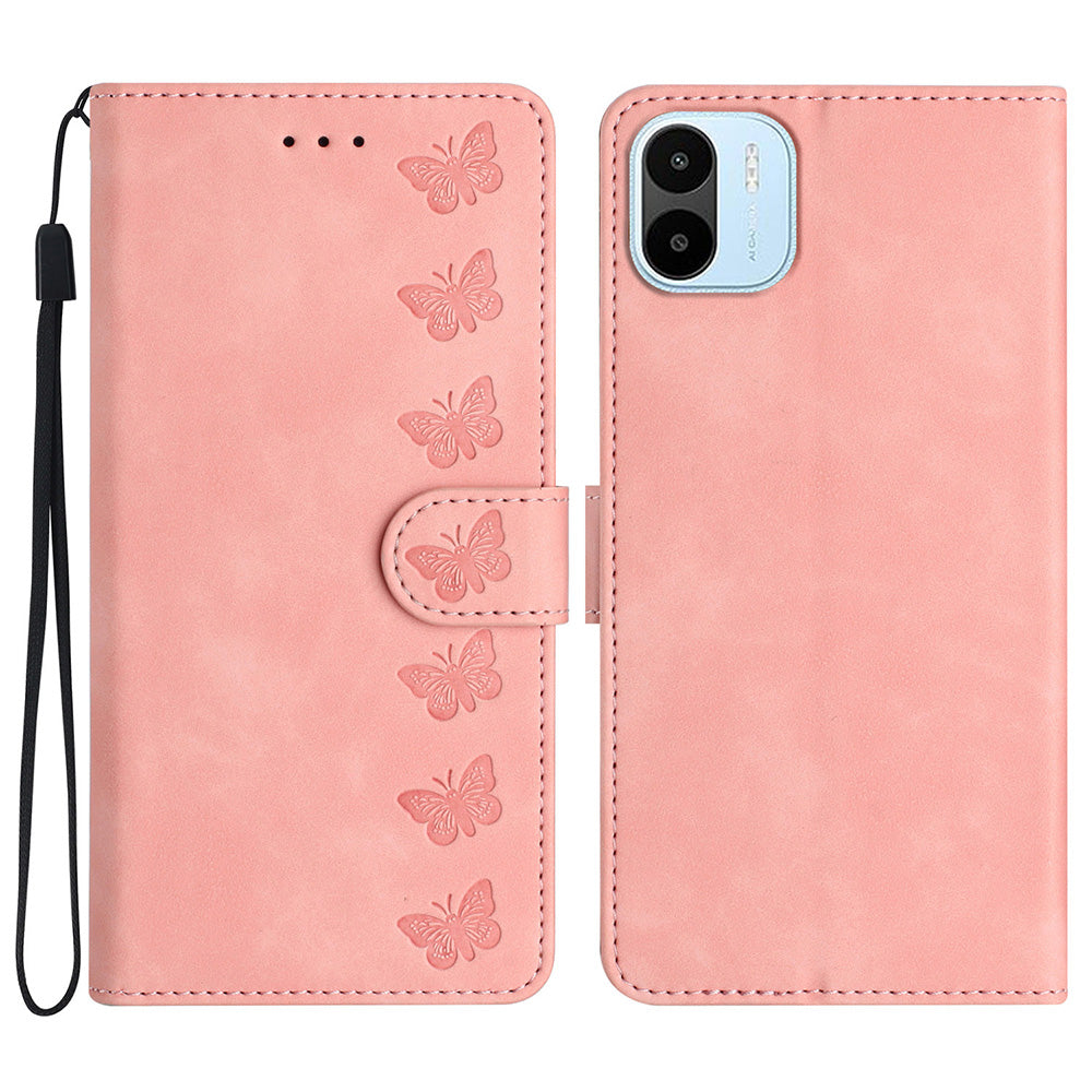 For Xiaomi Redmi A1 4G / A2 4G Phone Case  Imprinted Butterfly PU Leather Wallet Stand Phone Stand Cover