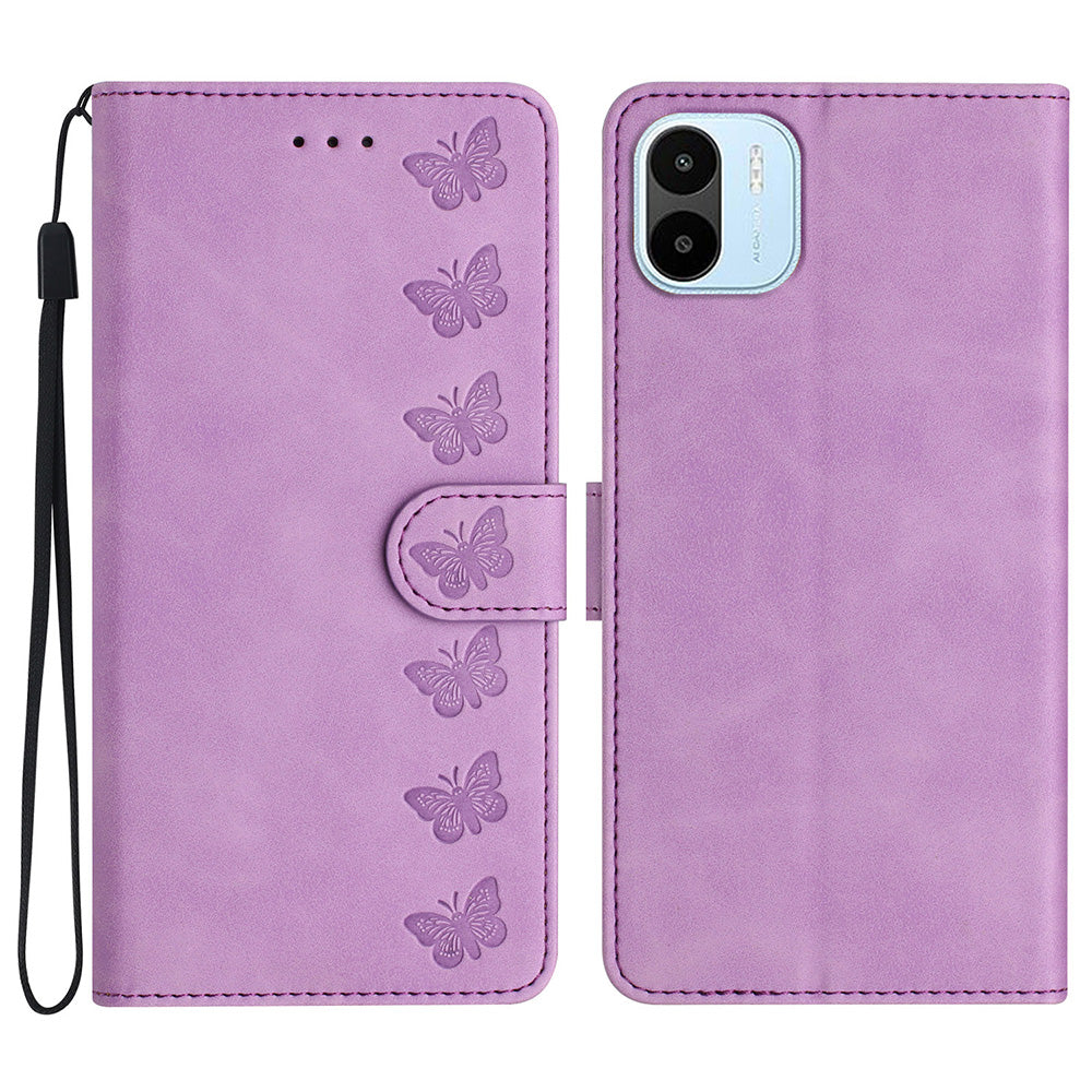 For Xiaomi Redmi A1 4G / A2 4G Phone Case  Imprinted Butterfly PU Leather Wallet Stand Phone Stand Cover