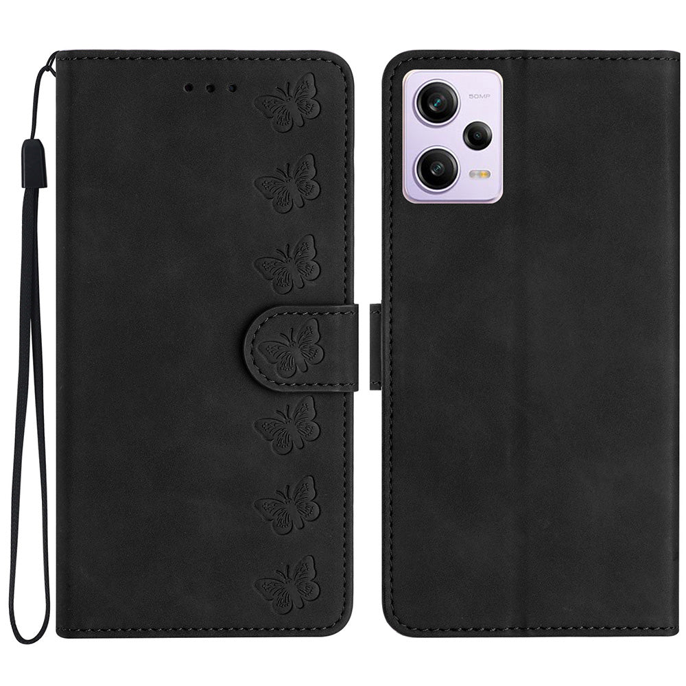 For Xiaomi Redmi Note 12 Pro 5G / Redmi Note 12 Pro Speed 5G / Poco X5 Pro 5G Phone Case Leather Wallet Stand Cover with Imprinted Butterfly Pattern