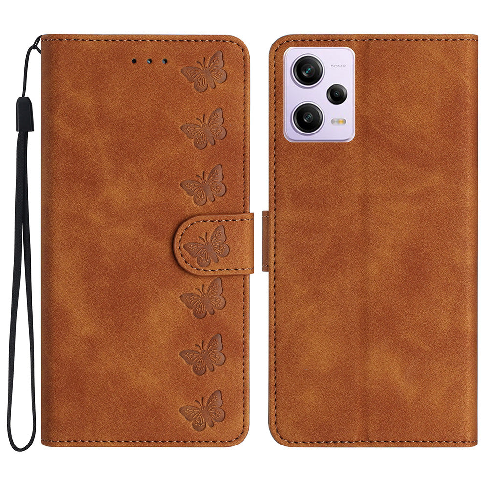 For Xiaomi Redmi Note 12 Pro 5G / Redmi Note 12 Pro Speed 5G / Poco X5 Pro 5G Phone Case Leather Wallet Stand Cover with Imprinted Butterfly Pattern