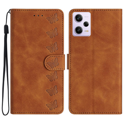 For Xiaomi Redmi Note 12 Pro 5G / Redmi Note 12 Pro Speed 5G / Poco X5 Pro 5G Phone Case Leather Wallet Stand Cover with Imprinted Butterfly Pattern