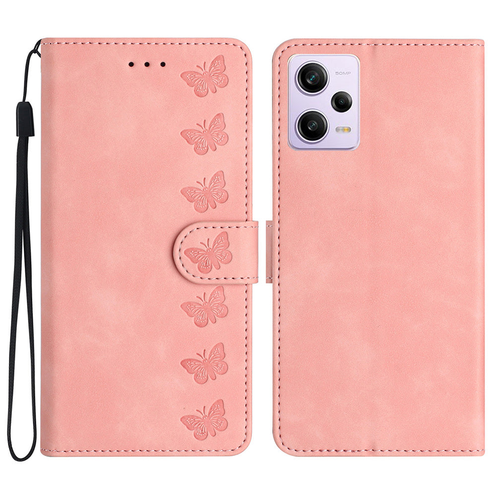 For Xiaomi Redmi Note 12 Pro 5G / Redmi Note 12 Pro Speed 5G / Poco X5 Pro 5G Phone Case Leather Wallet Stand Cover with Imprinted Butterfly Pattern