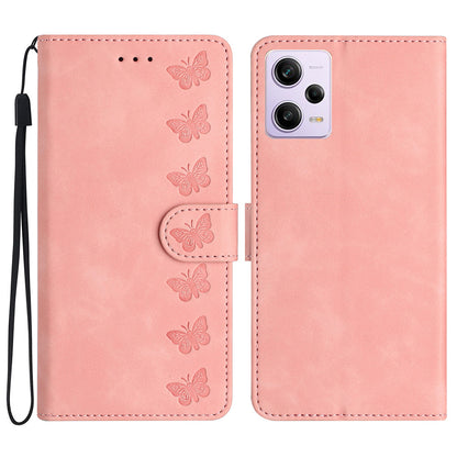 For Xiaomi Redmi Note 12 Pro 5G / Redmi Note 12 Pro Speed 5G / Poco X5 Pro 5G Phone Case Leather Wallet Stand Cover with Imprinted Butterfly Pattern