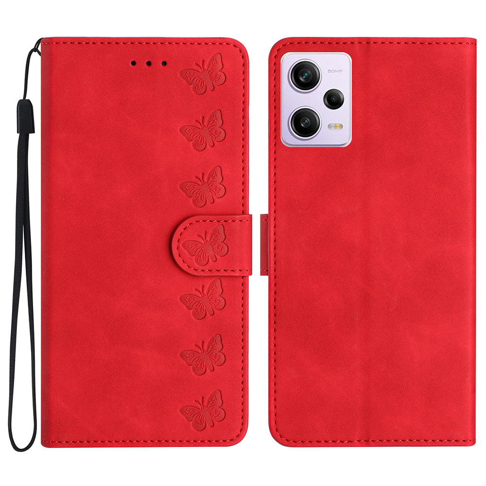 For Xiaomi Redmi Note 12 Pro 5G / Redmi Note 12 Pro Speed 5G / Poco X5 Pro 5G Phone Case Leather Wallet Stand Cover with Imprinted Butterfly Pattern