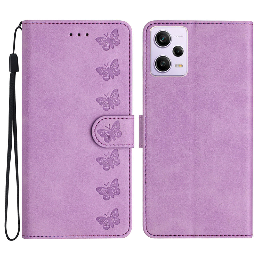 For Xiaomi Redmi Note 12 Pro 5G / Redmi Note 12 Pro Speed 5G / Poco X5 Pro 5G Phone Case Leather Wallet Stand Cover with Imprinted Butterfly Pattern