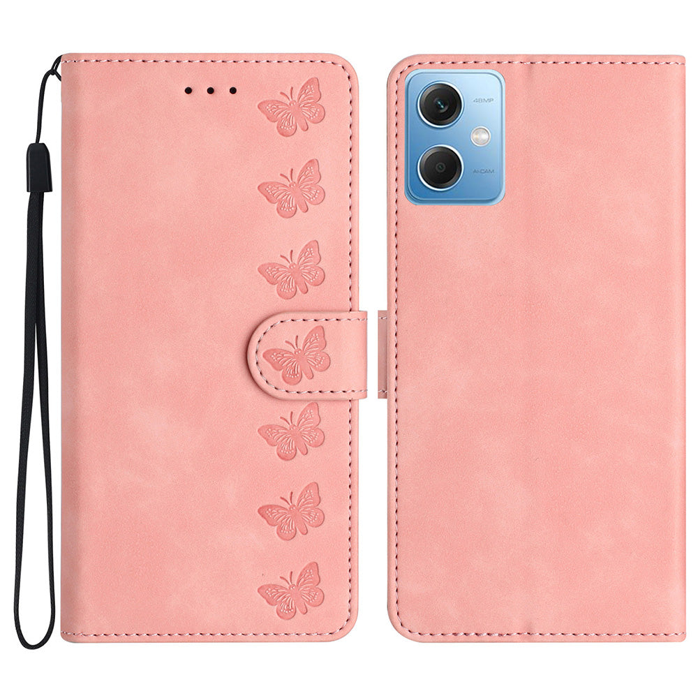 For Xiaomi Poco X5 5G / Redmi Note 12 5G (China) / (India) / (Global) Phone Case Leather Wallet Imprinted Butterfly Stand Cover