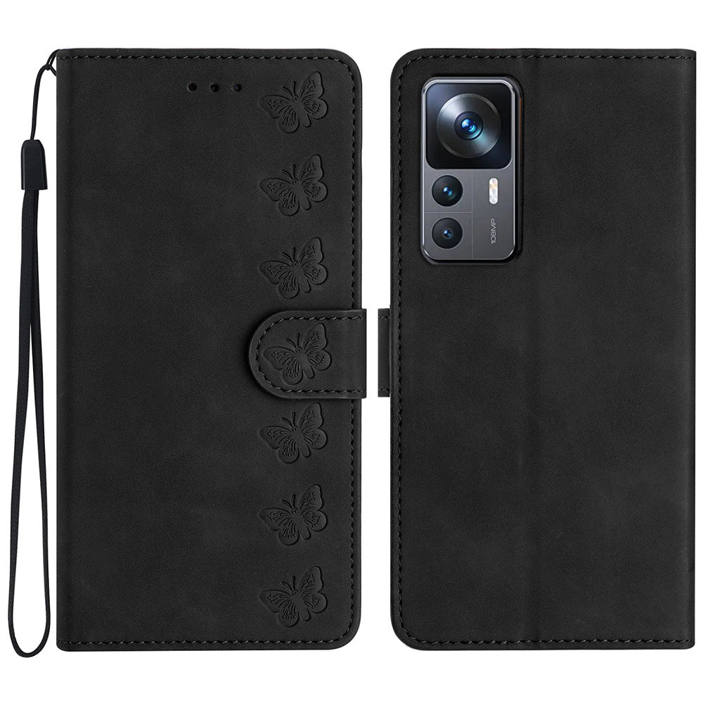 For Xiaomi 12T Pro 5G / 12T 5G / Redmi K50 Ultra Phone Cover PU Leather Imprinted Butterfly Wallet Stand Phone Case
