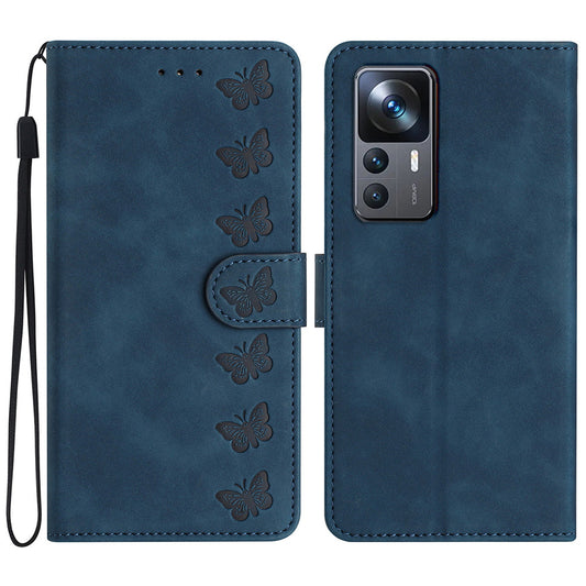 For Xiaomi 12T Pro 5G / 12T 5G / Redmi K50 Ultra Phone Cover PU Leather Imprinted Butterfly Wallet Stand Phone Case