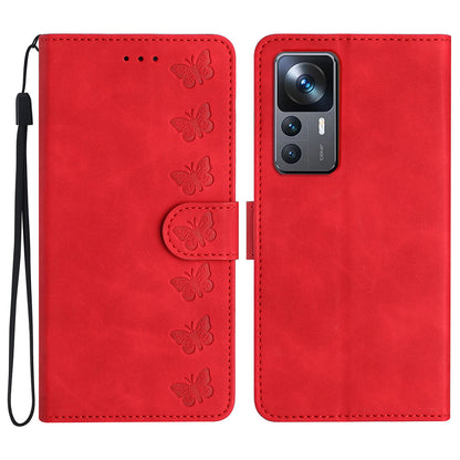 For Xiaomi 12T Pro 5G / 12T 5G / Redmi K50 Ultra Phone Cover PU Leather Imprinted Butterfly Wallet Stand Phone Case