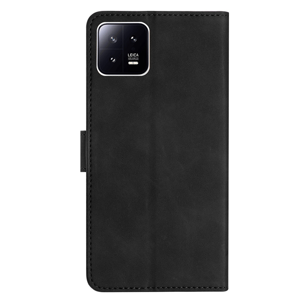 For Xiaomi 13 Anti-Dust Phone Case Leather Wallet Slim-Fit Imprinted Butterfly Stand Phone Cover