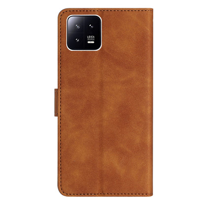 For Xiaomi 13 Anti-Dust Phone Case Leather Wallet Slim-Fit Imprinted Butterfly Stand Phone Cover