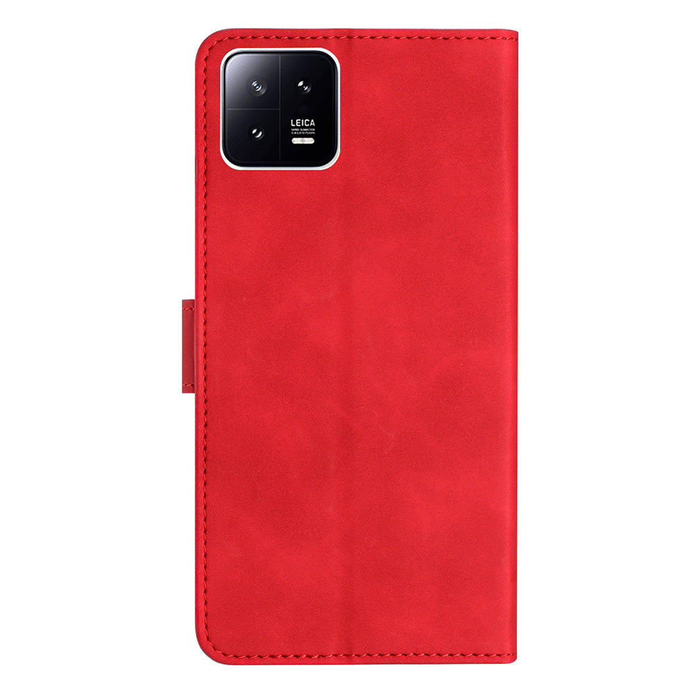 For Xiaomi 13 Anti-Dust Phone Case Leather Wallet Slim-Fit Imprinted Butterfly Stand Phone Cover