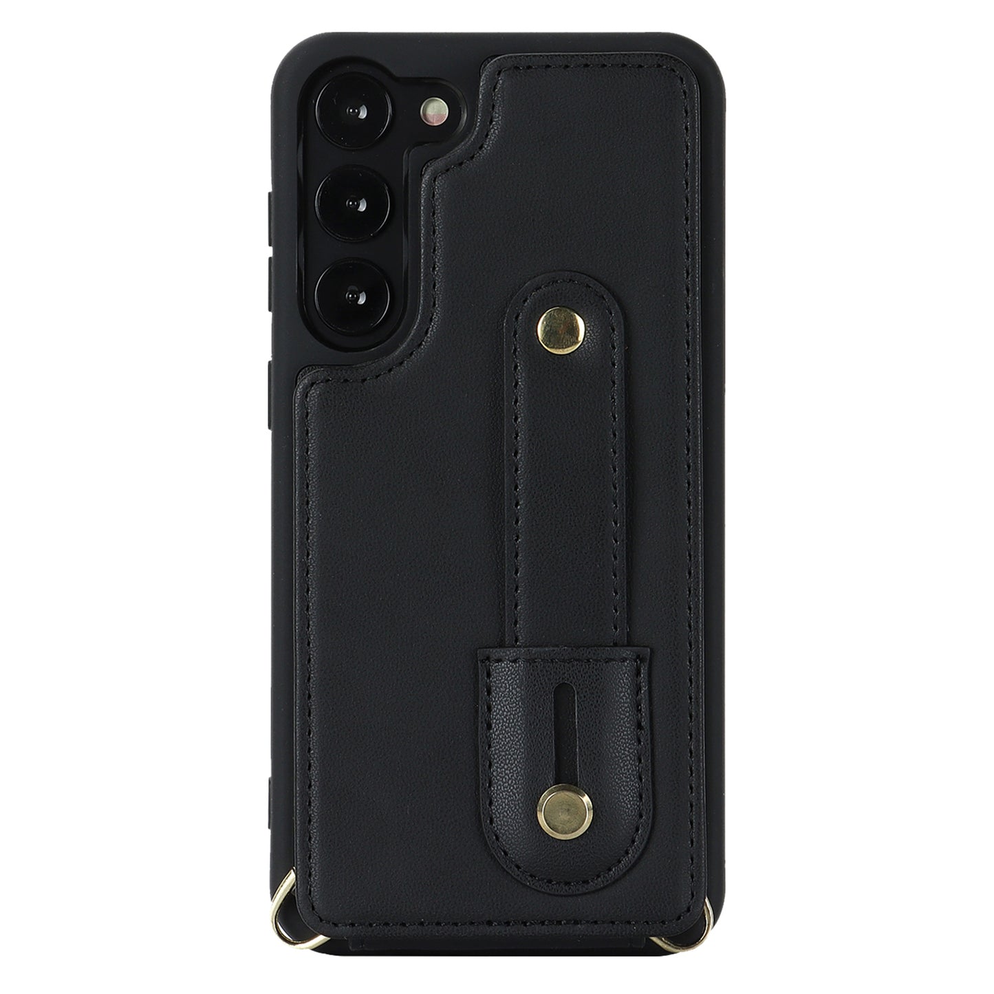 For Samsung Galaxy S22+ 5G Wristband Kickstand Phone Cover Card Slots Leather+TPU Case