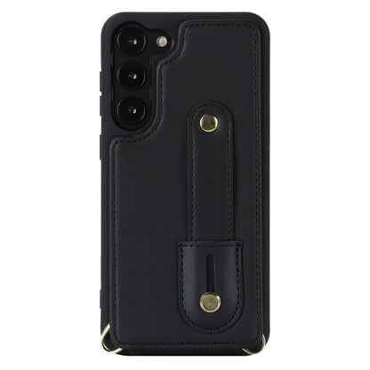 For Samsung Galaxy S22+ 5G Wristband Kickstand Phone Cover Card Slots Leather+TPU Case