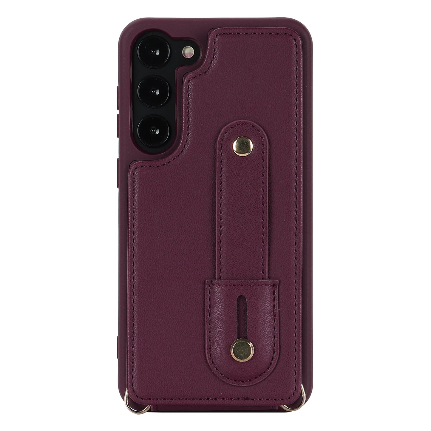 For Samsung Galaxy S22+ 5G Wristband Kickstand Phone Cover Card Slots Leather+TPU Case