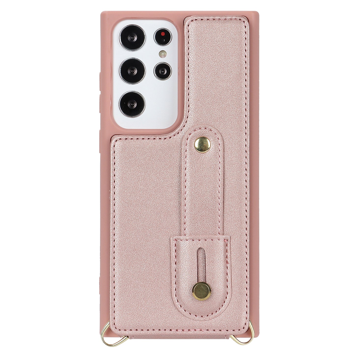 For Samsung Galaxy S23 Ultra Wristband Kickstand Phone Case PU Leather+TPU Card Slots Cover