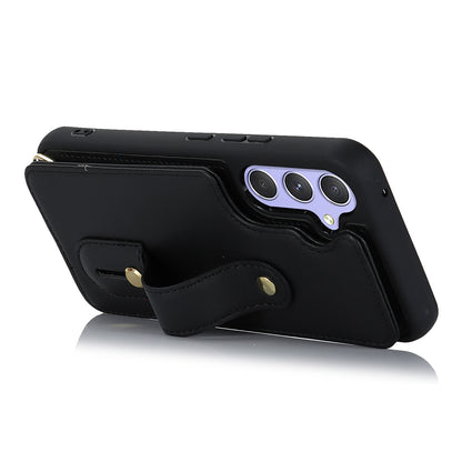 For Samsung Galaxy A34 5G PU Leather Coated TPU Card Slots Case Wristband Kickstand Anti-Scratch Phone Cover
