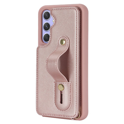 For Samsung Galaxy A34 5G PU Leather Coated TPU Card Slots Case Wristband Kickstand Anti-Scratch Phone Cover