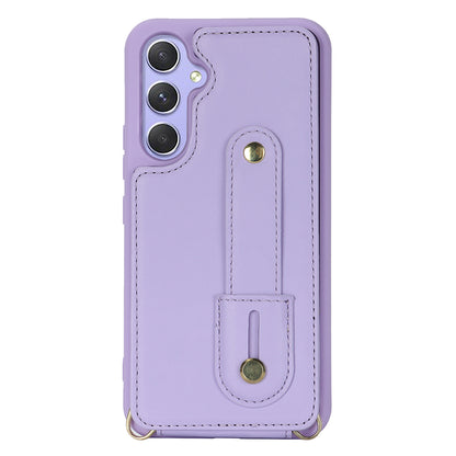 For Samsung Galaxy A34 5G PU Leather Coated TPU Card Slots Case Wristband Kickstand Anti-Scratch Phone Cover
