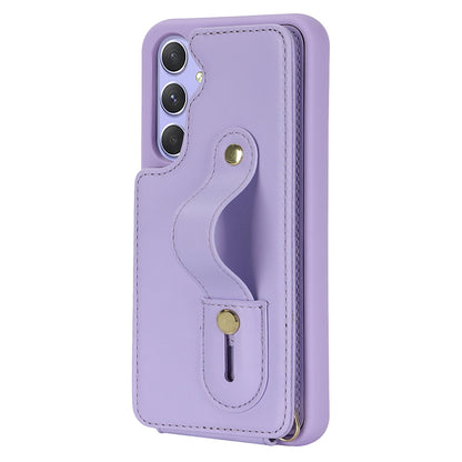 For Samsung Galaxy A34 5G PU Leather Coated TPU Card Slots Case Wristband Kickstand Anti-Scratch Phone Cover