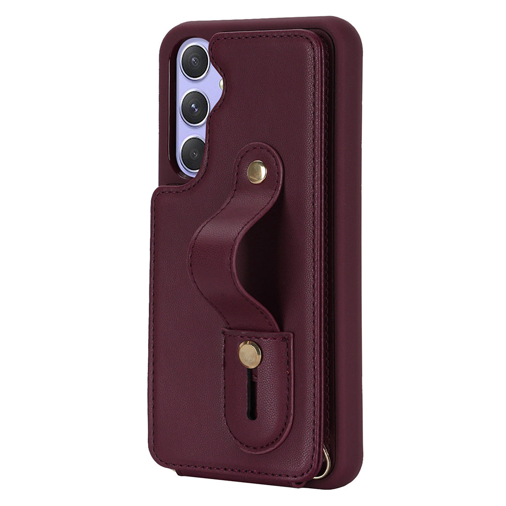 For Samsung Galaxy A14 4G / 5G Wristband Kickstand Card Holder Case PU Leather + TPU Shockproof Anti-Slip  Phone Cover