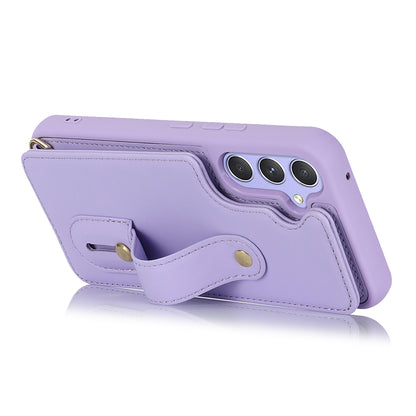 For Samsung Galaxy A14 4G / 5G Wristband Kickstand Card Holder Case PU Leather + TPU Shockproof Anti-Slip  Phone Cover