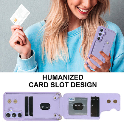 For Samsung Galaxy A14 4G / 5G Wristband Kickstand Card Holder Case PU Leather + TPU Shockproof Anti-Slip  Phone Cover