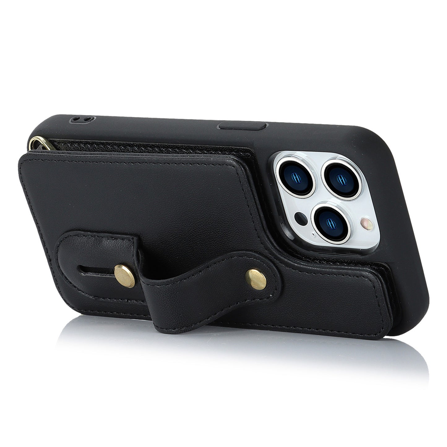 Wristband Kickstand Case for iPhone 12 Pro Max , Card Slots PU Leather+TPU Phone Cover