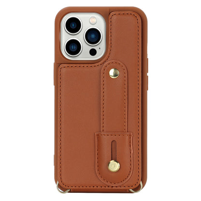 Wristband Kickstand Case for iPhone 12 Pro Max , Card Slots PU Leather+TPU Phone Cover