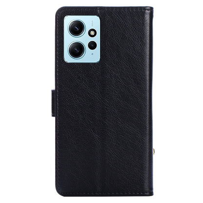 For Xiaomi Redmi Note 12 4G Zipper Pocket Leather Phone Case Wallet Stand Drop-proof Cover with Strap