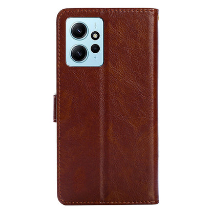 For Xiaomi Redmi Note 12 4G Zipper Pocket Leather Phone Case Wallet Stand Drop-proof Cover with Strap