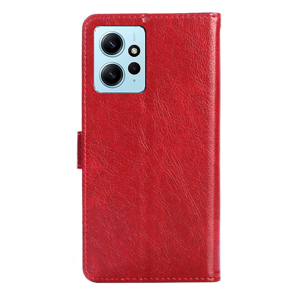 For Xiaomi Redmi Note 12 4G Zipper Pocket Leather Phone Case Wallet Stand Drop-proof Cover with Strap