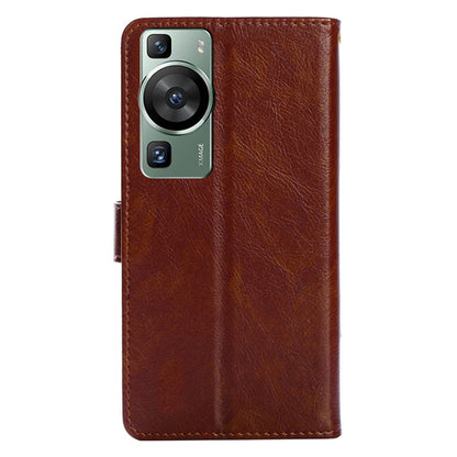 Phone Case for Huawei P60 / P60 Pro Zipper Pocket PU Leather Wallet Stand Cover with Strap