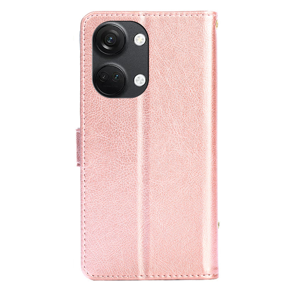 Phone Case for OnePlus Nord 3 5G / Ace 2V 5G Zipper Pocket PU Leather Wallet Foldable Stand Cover with Strap