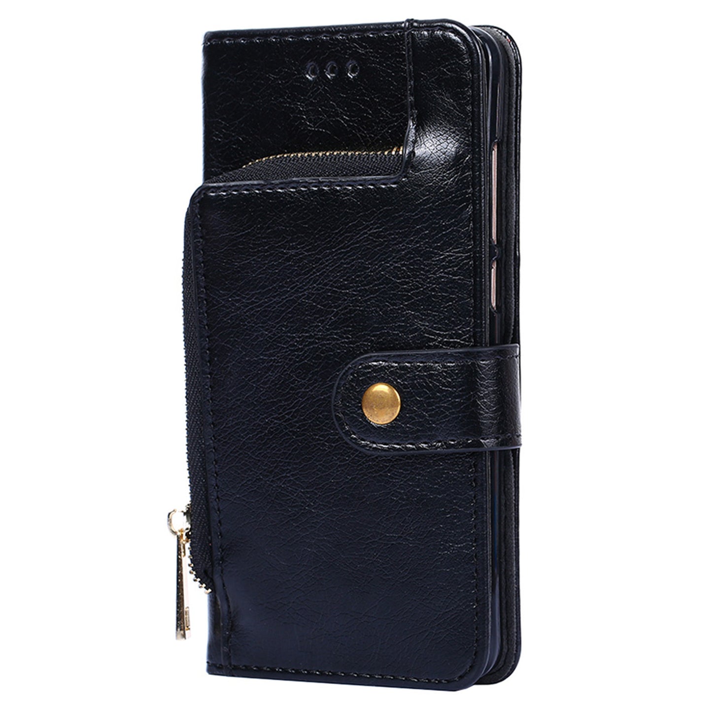 Phone Case for Oppo Find X6 Zipper Pocket Wallet Horizontal Stand PU Leather Cover with Strap