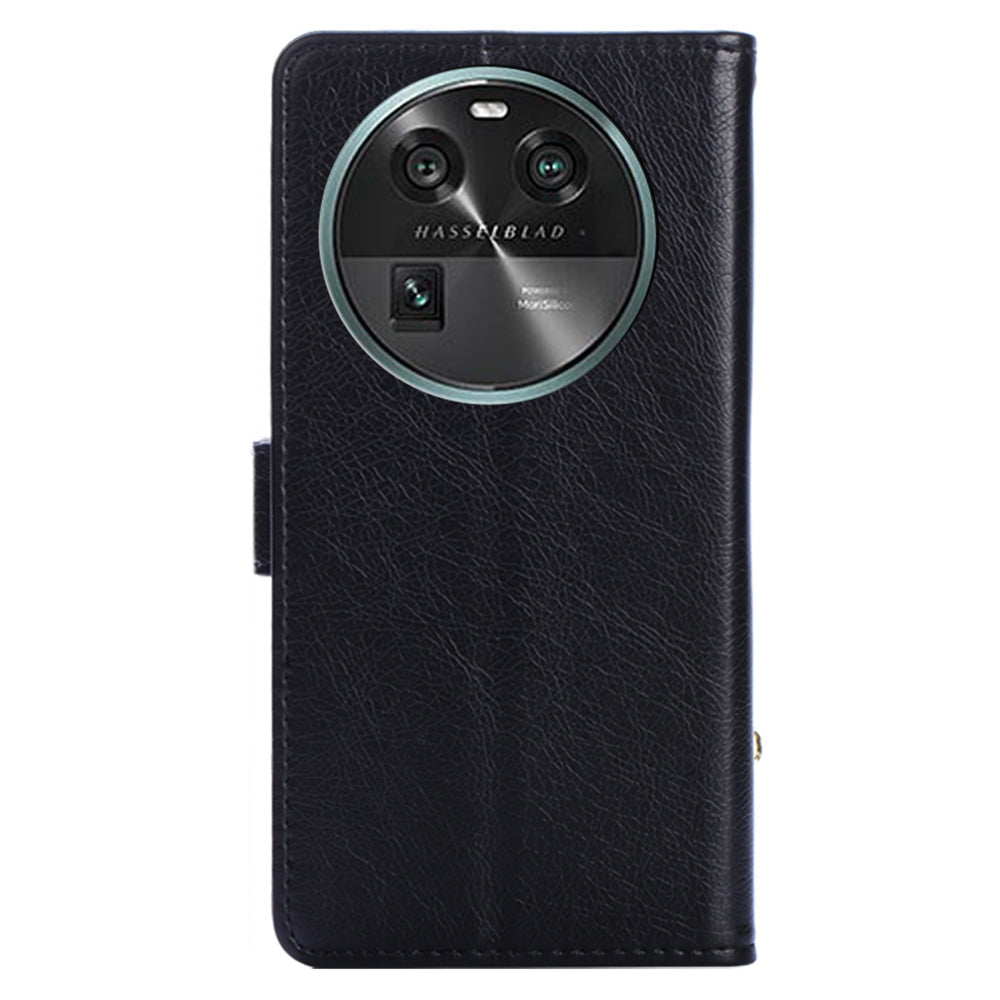 Phone Case for Oppo Find X6 Zipper Pocket Wallet Horizontal Stand PU Leather Cover with Strap