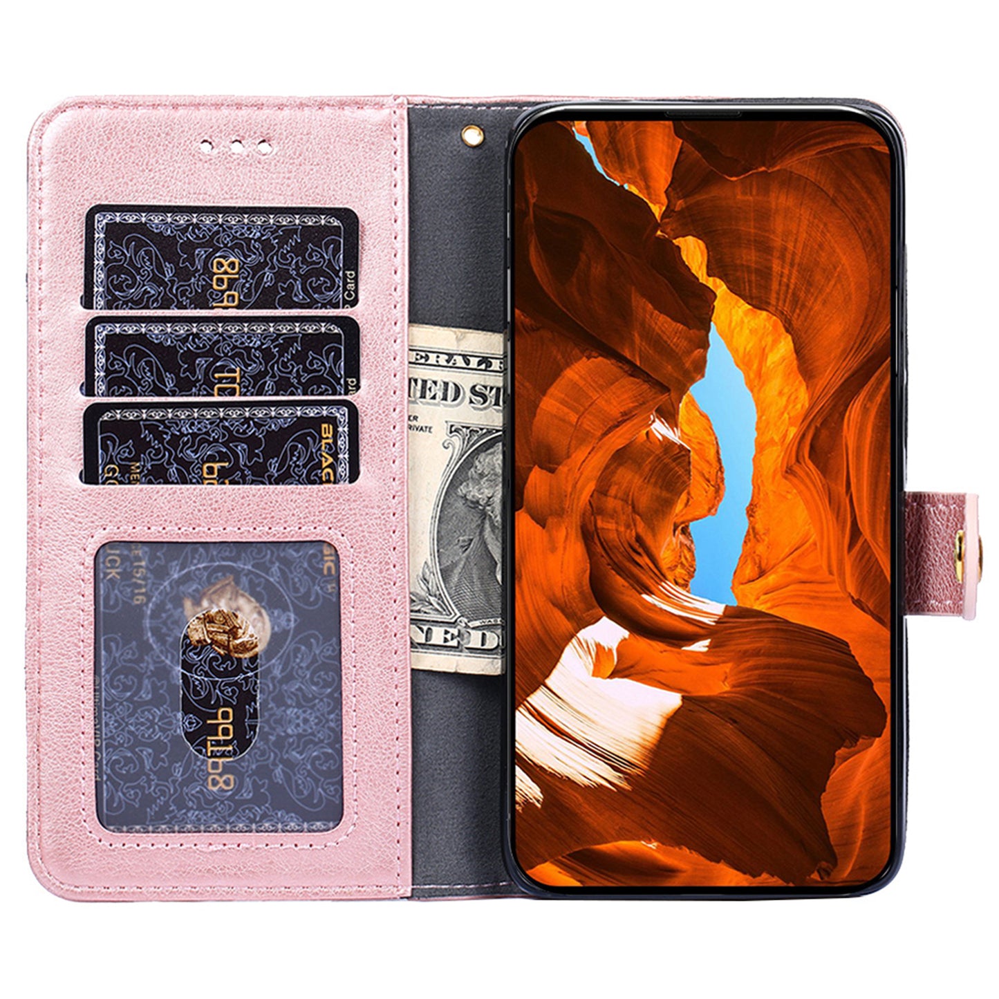 Phone Case for Oppo Find X6 Zipper Pocket Wallet Horizontal Stand PU Leather Cover with Strap