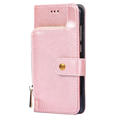 Phone Case for Oppo Find X6 Zipper Pocket Wallet Horizontal Stand PU Leather Cover with Strap