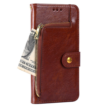 Phone Case for Oppo Find X6 Zipper Pocket Wallet Horizontal Stand PU Leather Cover with Strap