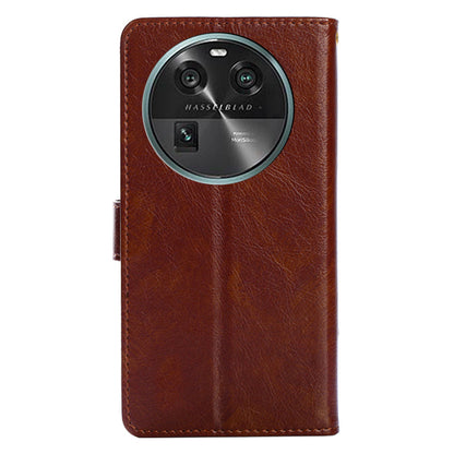 Phone Case for Oppo Find X6 Zipper Pocket Wallet Horizontal Stand PU Leather Cover with Strap