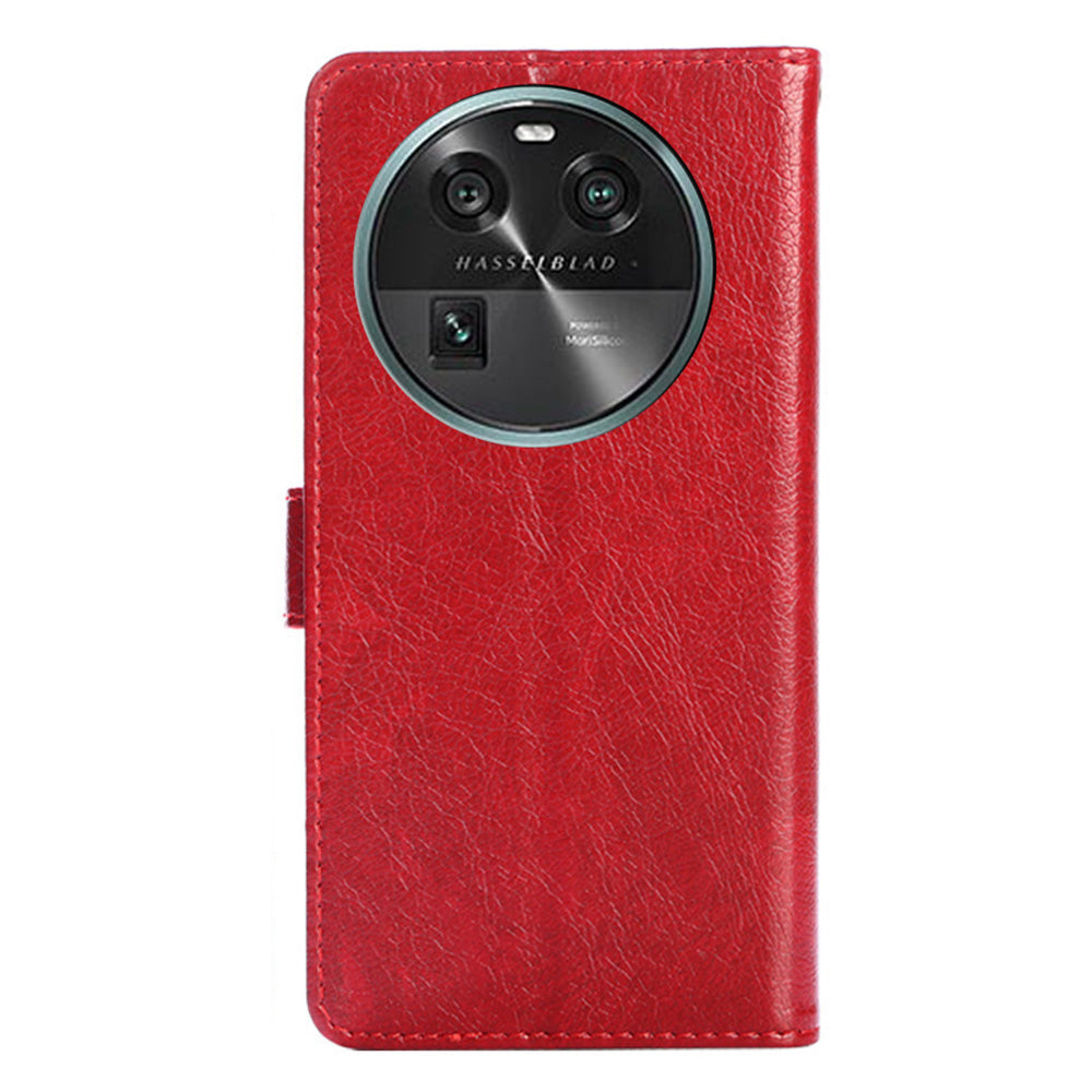 Phone Case for Oppo Find X6 Zipper Pocket Wallet Horizontal Stand PU Leather Cover with Strap