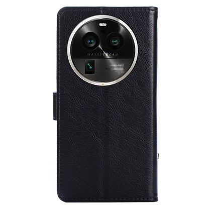 Wallet Case for Oppo Find X6 Pro Zipper Pocket PU Leather Horizontal Stand Phone Cover with Strap