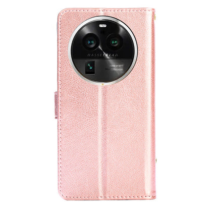 Wallet Case for Oppo Find X6 Pro Zipper Pocket PU Leather Horizontal Stand Phone Cover with Strap