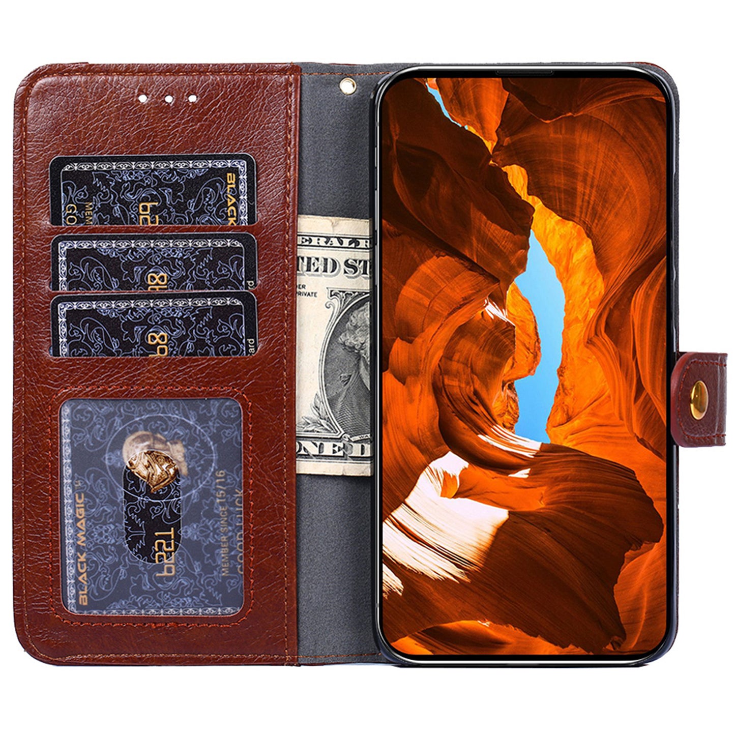 Wallet Case for Oppo Find X6 Pro Zipper Pocket PU Leather Horizontal Stand Phone Cover with Strap