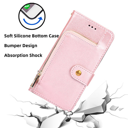 Wallet Case for Motorola Moto G Power 5G Zipper Pocket PU Leather Phone Cover Stand Shell with Strap