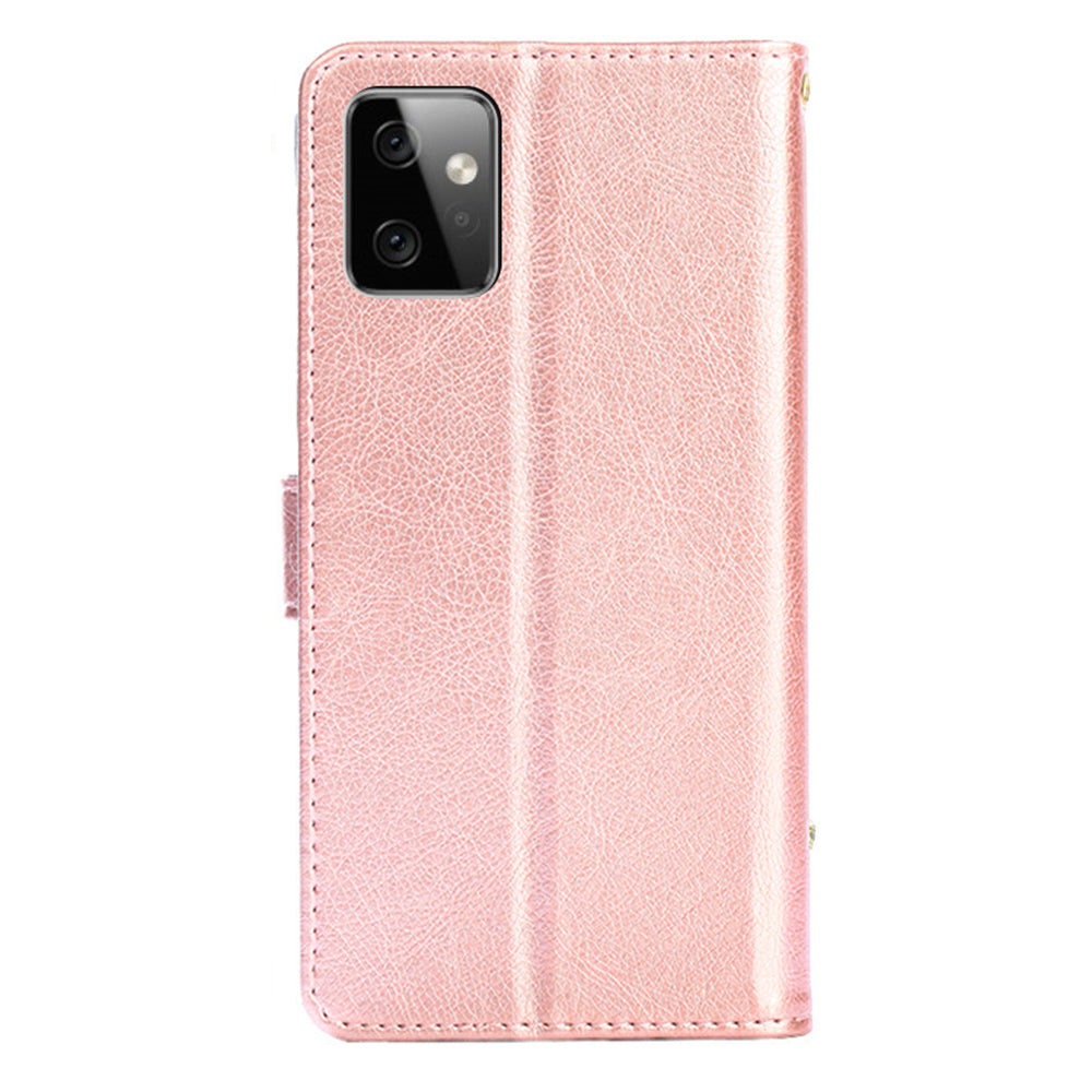 Wallet Case for Motorola Moto G Power 5G Zipper Pocket PU Leather Phone Cover Stand Shell with Strap