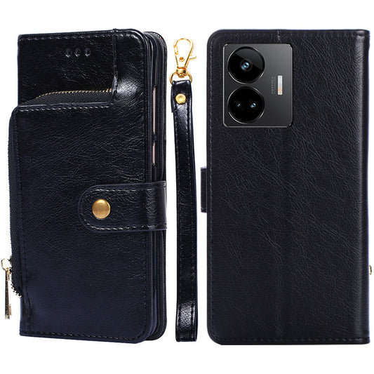 Phone Case for Realme GT Neo 5 5G / GT3 5G / Neo 5 240W 5G Zipper Pocket PU Leather Wallet Stand Cover