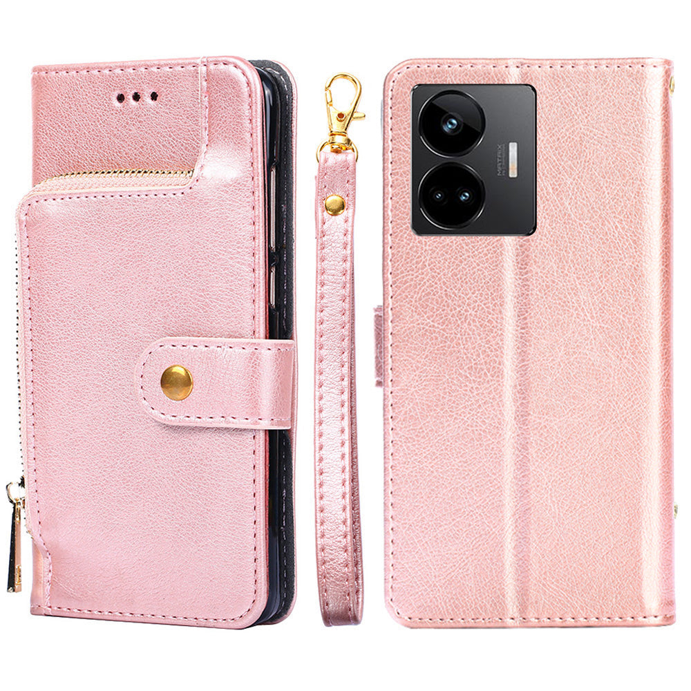 Phone Case for Realme GT Neo 5 5G / GT3 5G / Neo 5 240W 5G Zipper Pocket PU Leather Wallet Stand Cover